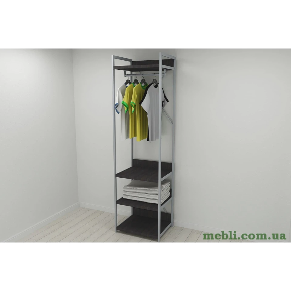 Шафа Гардероб Уні секція 3 серії Конект Ferrum-decor 220x60x50см Сірий метал ДСП Венге Магія 32 мм