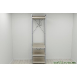 Шафа Гардероб Уні секція 3 серії Конект Ferrum-decor 220x60x50см Сірий метал ДСП Дуб Сонома 32 мм