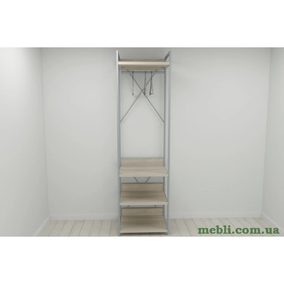 Шафа Гардероб Уні секція 3 серії Конект Ferrum-decor 220x60x50см Сірий метал ДСП Дуб Сонома 32 мм