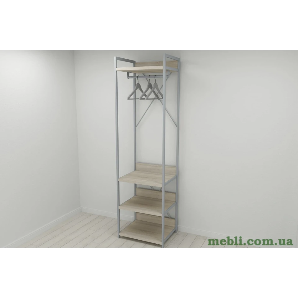Шафа Гардероб Уні секція 3 серії Конект Ferrum-decor 220x60x50см Сірий метал ДСП Дуб Сонома 32 мм