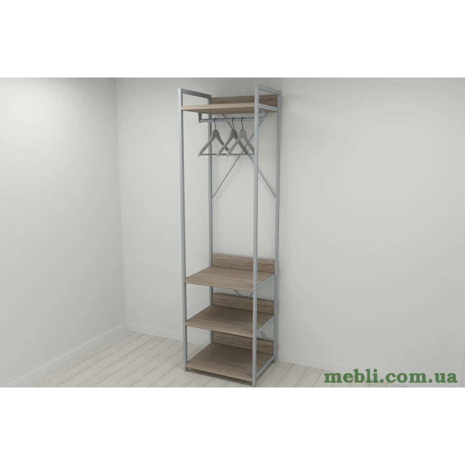 Шафа Гардероб Уні секція 3 серії Конект Ferrum-decor 220x60x50см Сірий метал ДСП Дуб Сонома Трюфель 32 мм