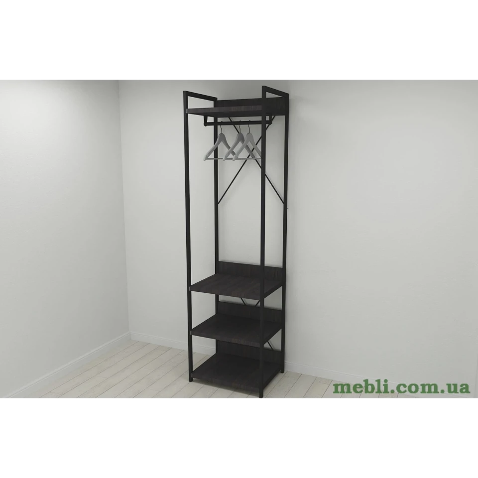 Шафа Гардероб Уні секція 3 серії Конект Ferrum-decor 220x60x50см Чорний метал ДСП Венге Магія 32 мм
