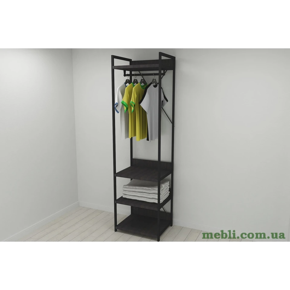 Шафа Гардероб Уні секція 3 серії Конект Ferrum-decor 220x60x50см Чорний метал ДСП Венге Магія 32 мм