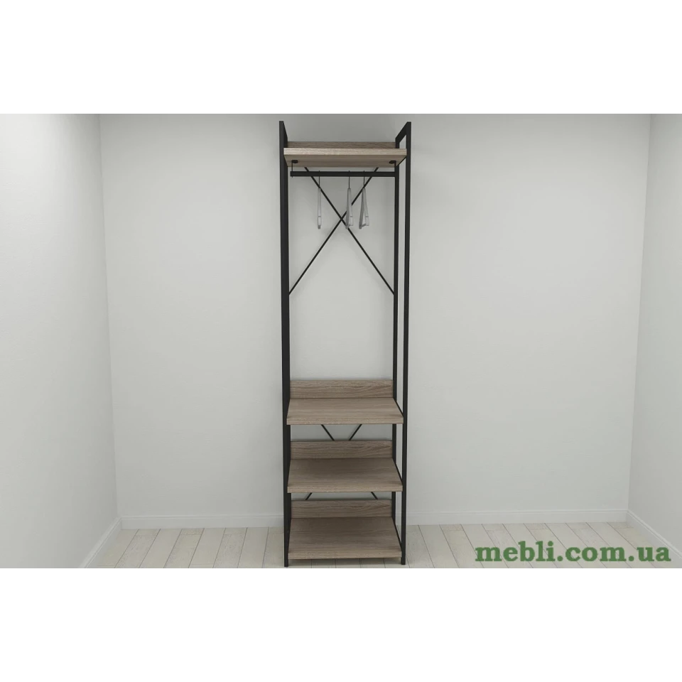 Шафа Гардероб Уні секція 3 серії Конект Ferrum-decor 220x60x50см Чорний метал ДСП Дуб Сонома Трюфель 32 мм