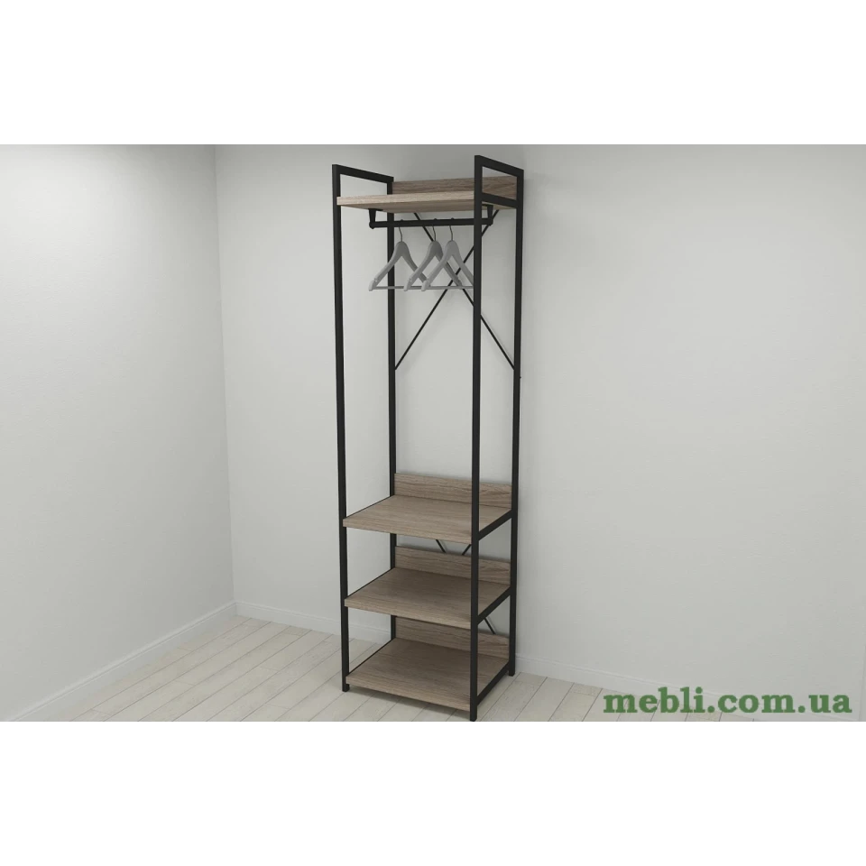 Шафа Гардероб Уні секція 3 серії Конект Ferrum-decor 220x60x50см Чорний метал ДСП Дуб Сонома Трюфель 32 мм