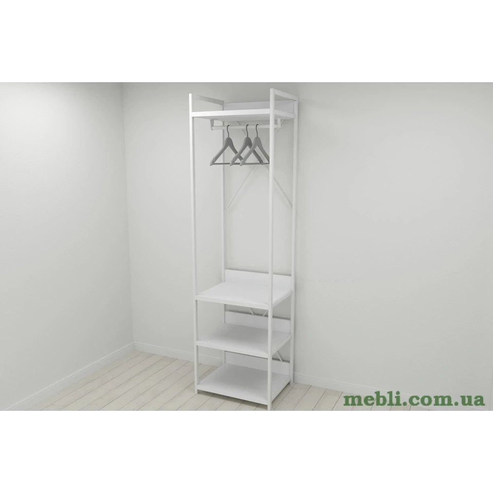 Шафа Гардероб Уні секція 3 серії Коннект Ferrum-decor 220x60x50см Білий метал ДСП Білий 32 мм