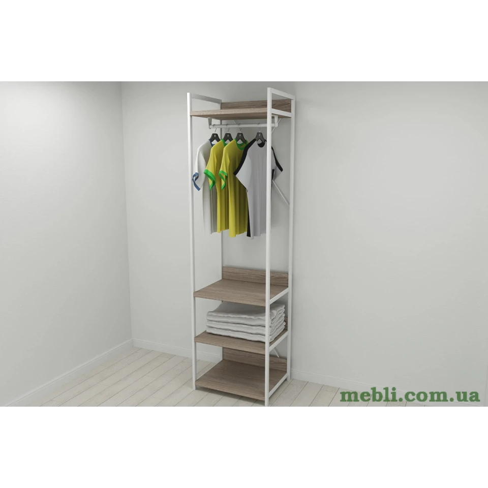 Шафа Гардероб Уні секція 3 серії Коннект Ferrum-decor 220x60x50см Білий метал ДСП Дуб Сонома Трюфель 32 мм
