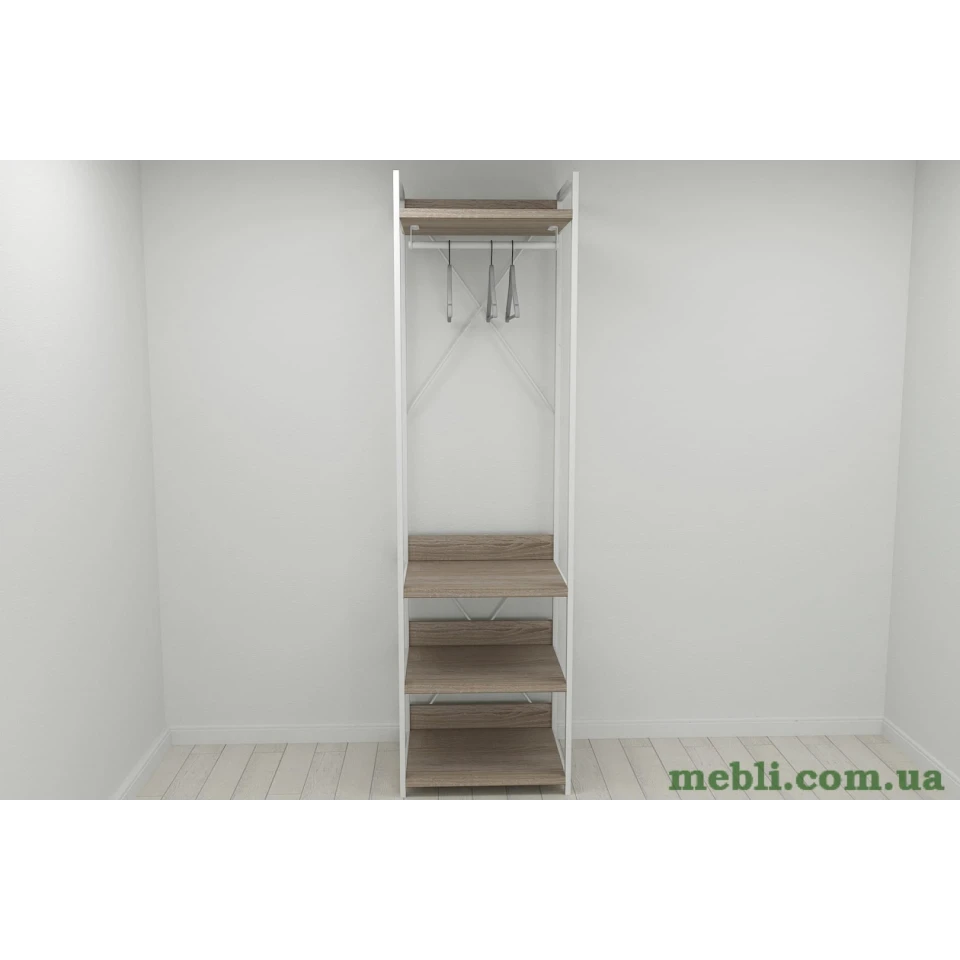 Шафа Гардероб Уні секція 3 серії Коннект Ferrum-decor 220x60x50см Білий метал ДСП Дуб Сонома Трюфель 32 мм