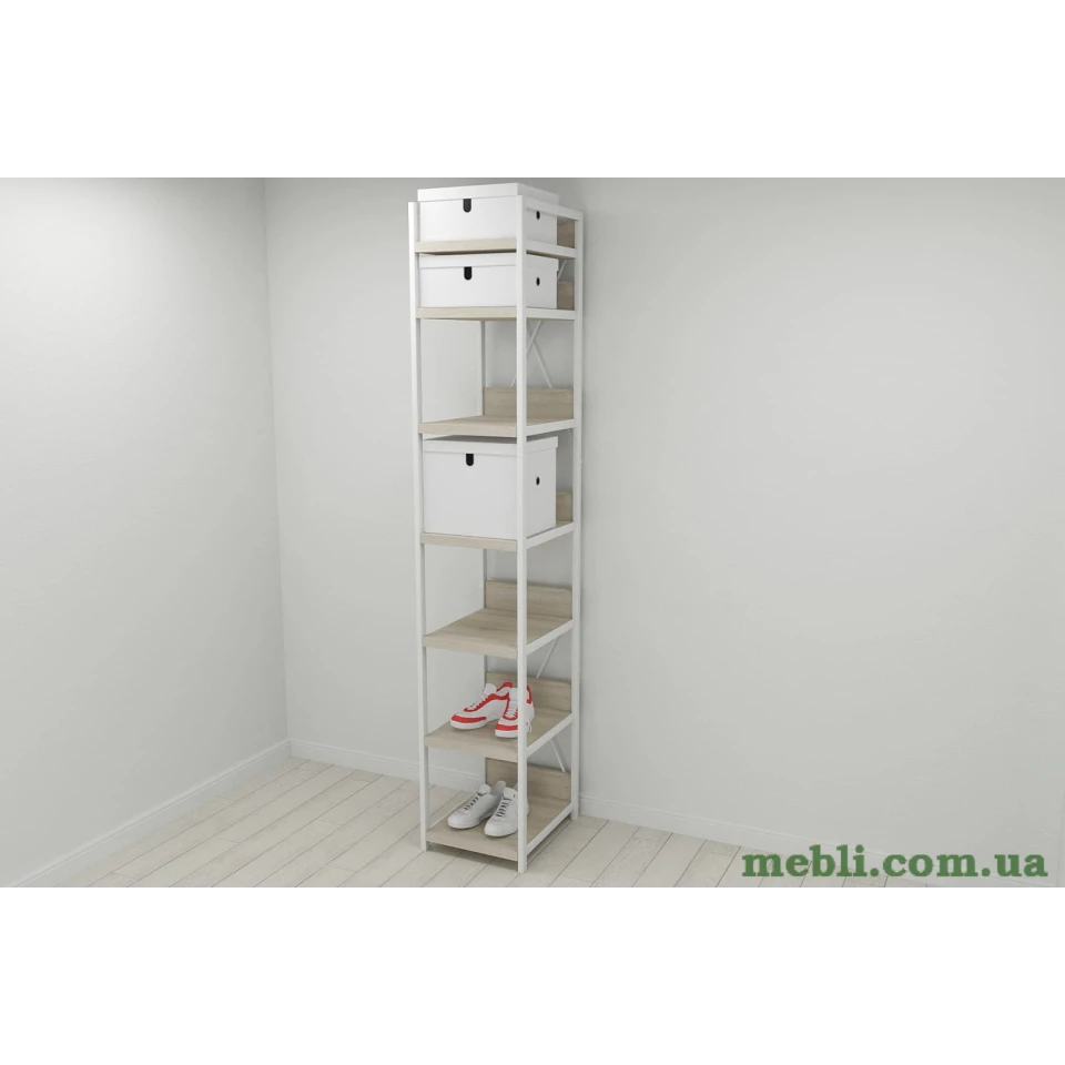 Шафа Гардероб Уні секція 4 серії Конект Ferrum-decor 220x40x50см Білий метал ДСП Дуб Сонома 32 мм