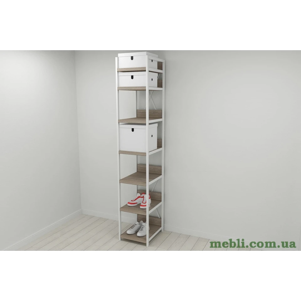 Шафа Гардероб Уні секція 4 серії Конект Ferrum-decor 220x40x50см Білий метал ДСП Дуб Сонома Трюфель 32 мм