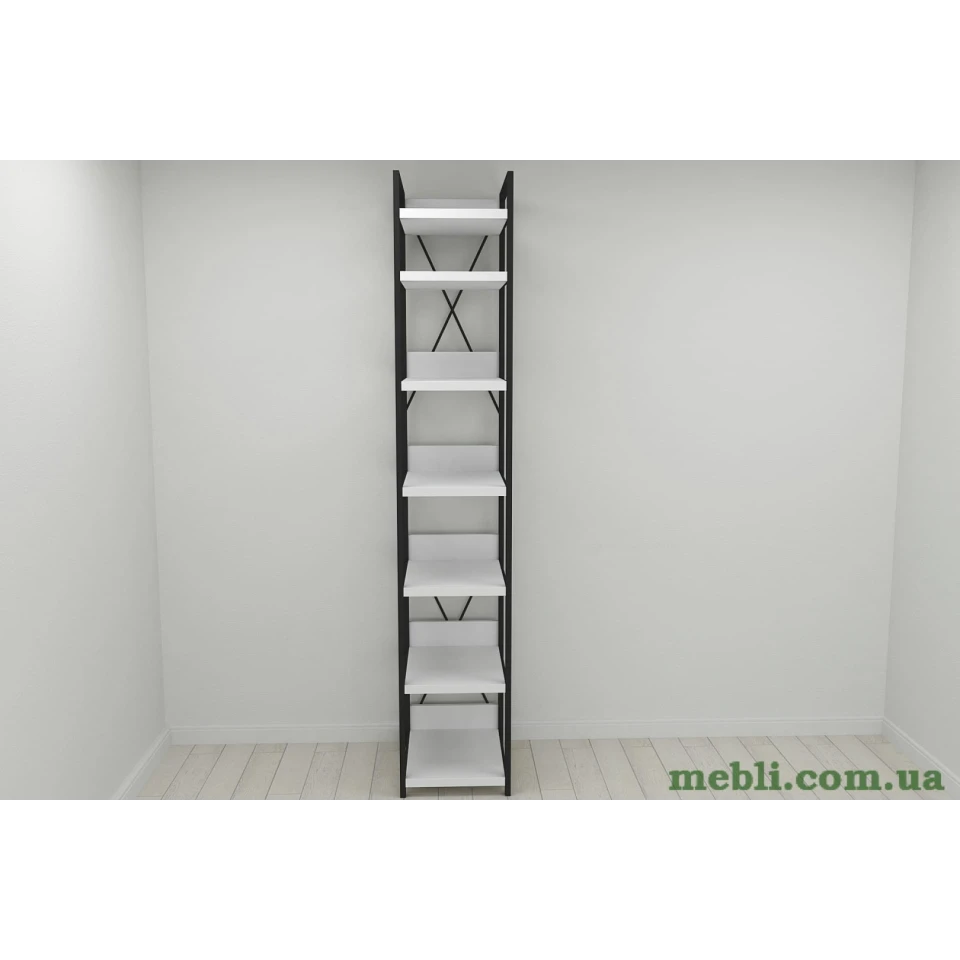 Шафа Гардероб Уні секція 4 серії Конект Ferrum-decor 220x40x50см Чорний метал ДСП Білий 32 мм