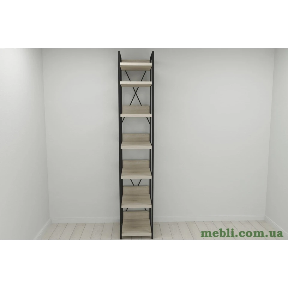 Шафа Гардероб Уні секція 4 серії Конект Ferrum-decor 220x40x50см Чорний метал ДСП Дуб Сонома 32 мм