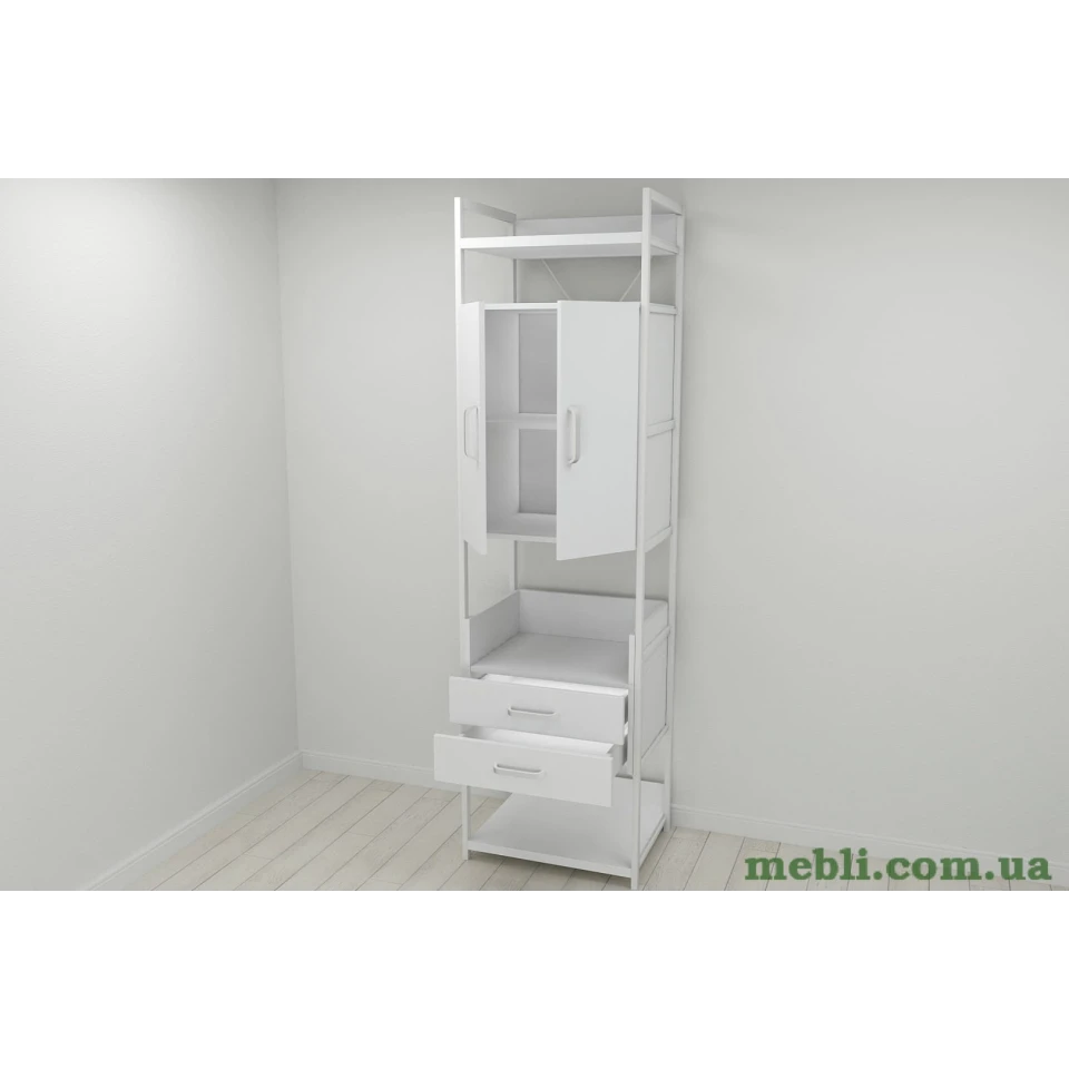 Шафа Гардероб Уні секція 5 серії Конект Ferrum-decor 220x60x50см Білий метал ДСП Білий 32 мм