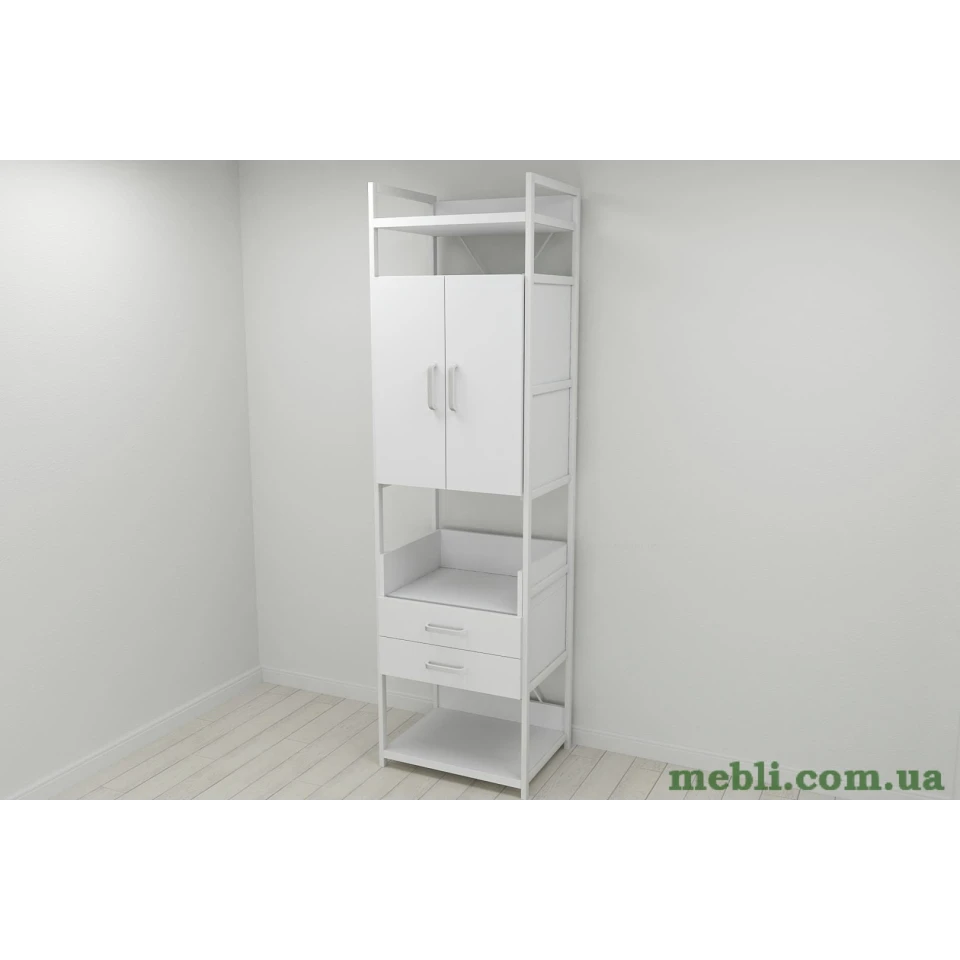 Шафа Гардероб Уні секція 5 серії Конект Ferrum-decor 220x60x50см Білий метал ДСП Білий 32 мм