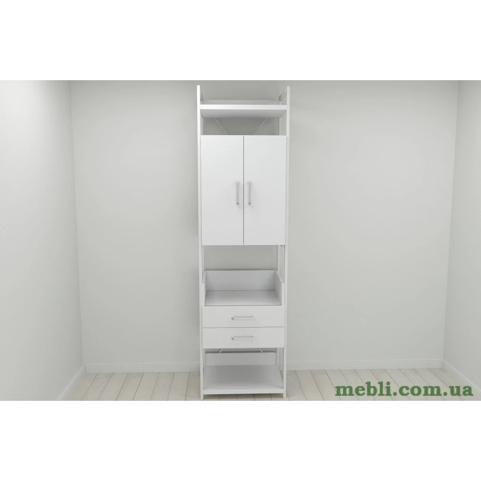 Шафа Гардероб Уні секція 5 серії Конект Ferrum-decor 220x60x50см Білий метал ДСП Білий 32 мм