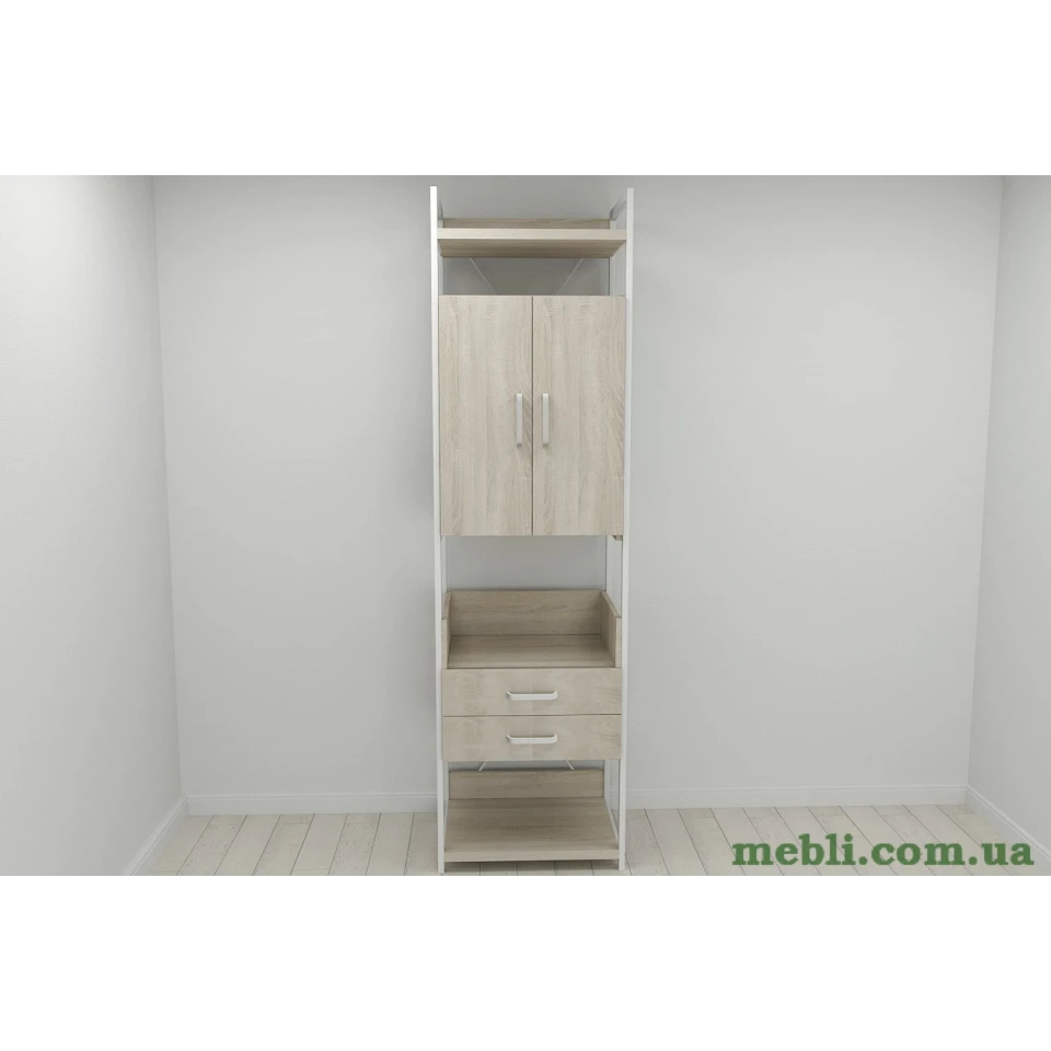 Шафа Гардероб Уні секція 5 серії Конект Ferrum-decor 220x60x50см Білий метал ДСП Дуб Сонома 32 мм