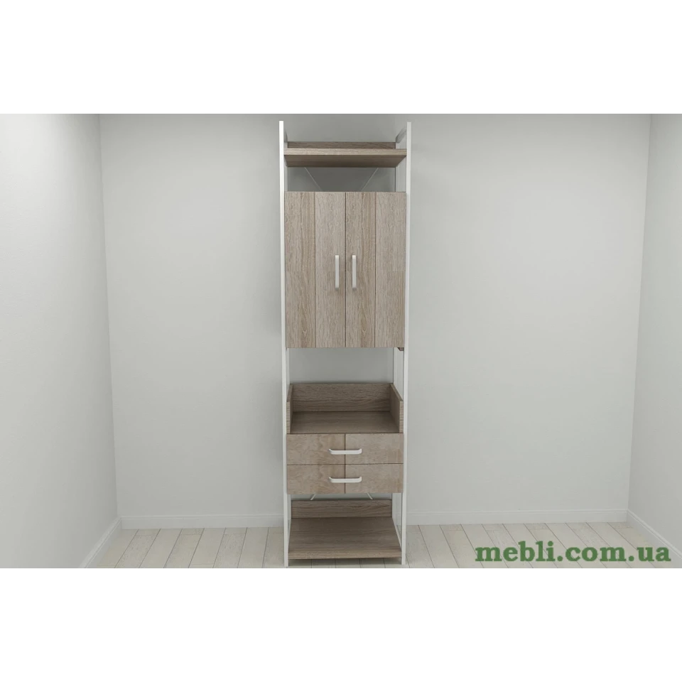 Шафа Гардероб Уні секція 5 серії Конект Ferrum-decor 220x60x50см Білий метал ДСП Дуб Сонома Трюфель 32 мм