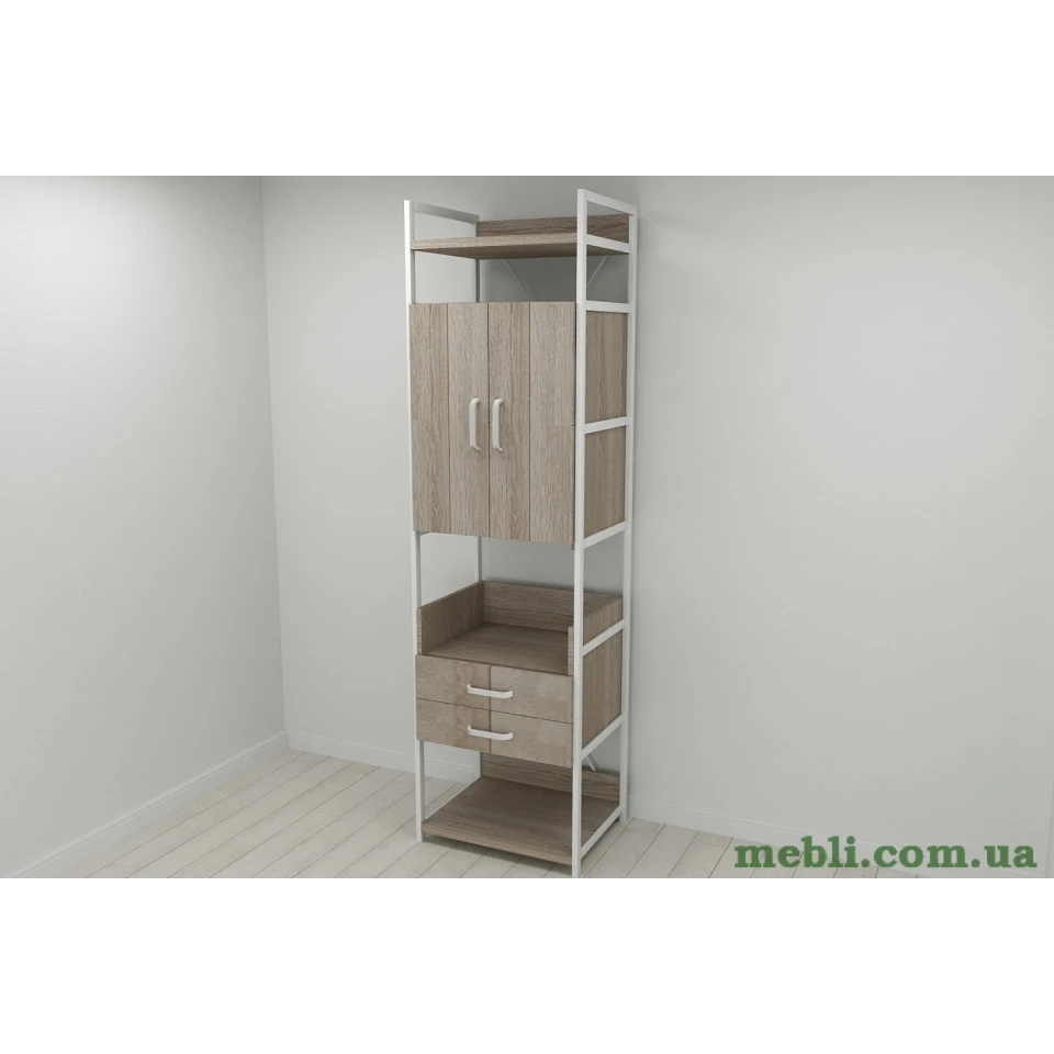 Шафа Гардероб Уні секція 5 серії Конект Ferrum-decor 220x60x50см Білий метал ДСП Дуб Сонома Трюфель 32 мм