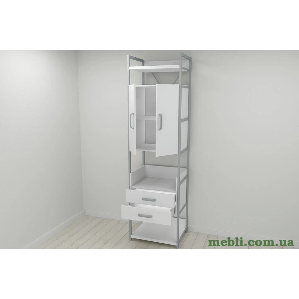 Шафа Гардероб Уні секція 5 серії Конект Ferrum-decor 220x60x50см Сірий метал ДСП Білий 32 мм