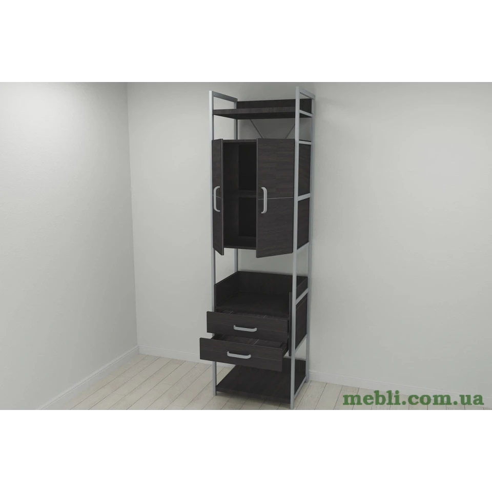 Шафа Гардероб Уні секція 5 серії Конект Ferrum-decor 220x60x50см Сірий метал ДСП Венге Магія 32 мм