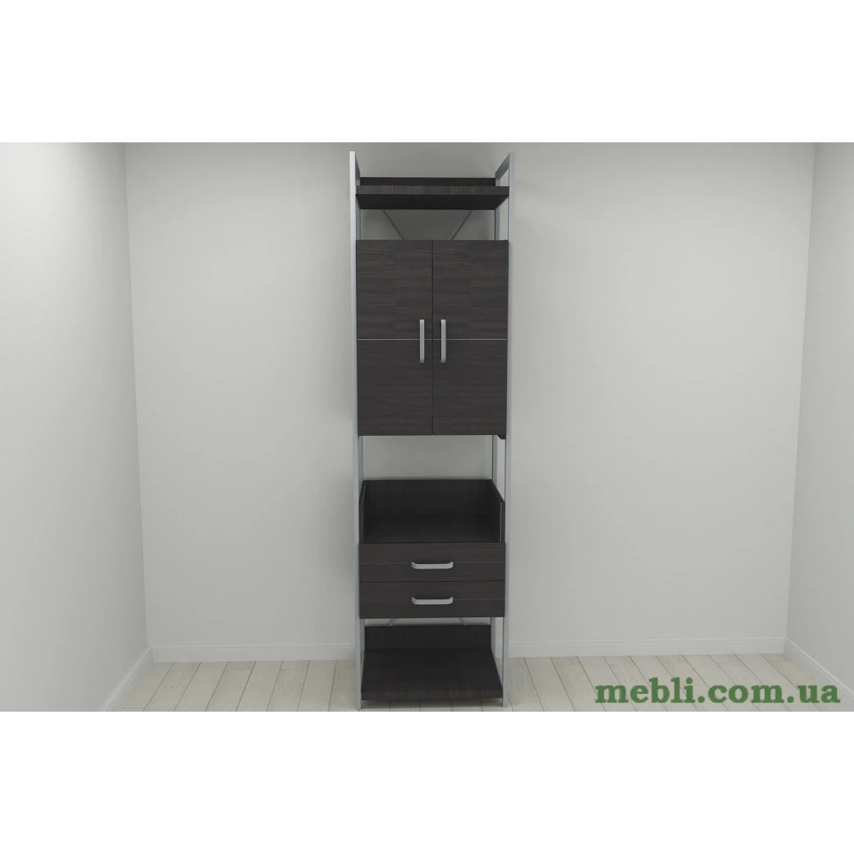 Шафа Гардероб Уні секція 5 серії Конект Ferrum-decor 220x60x50см Сірий метал ДСП Венге Магія 32 мм