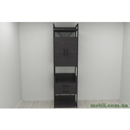 Шафа Гардероб Уні секція 5 серії Конект Ferrum-decor 220x60x50см Чорний метал ДСП Венге Магія 32 мм