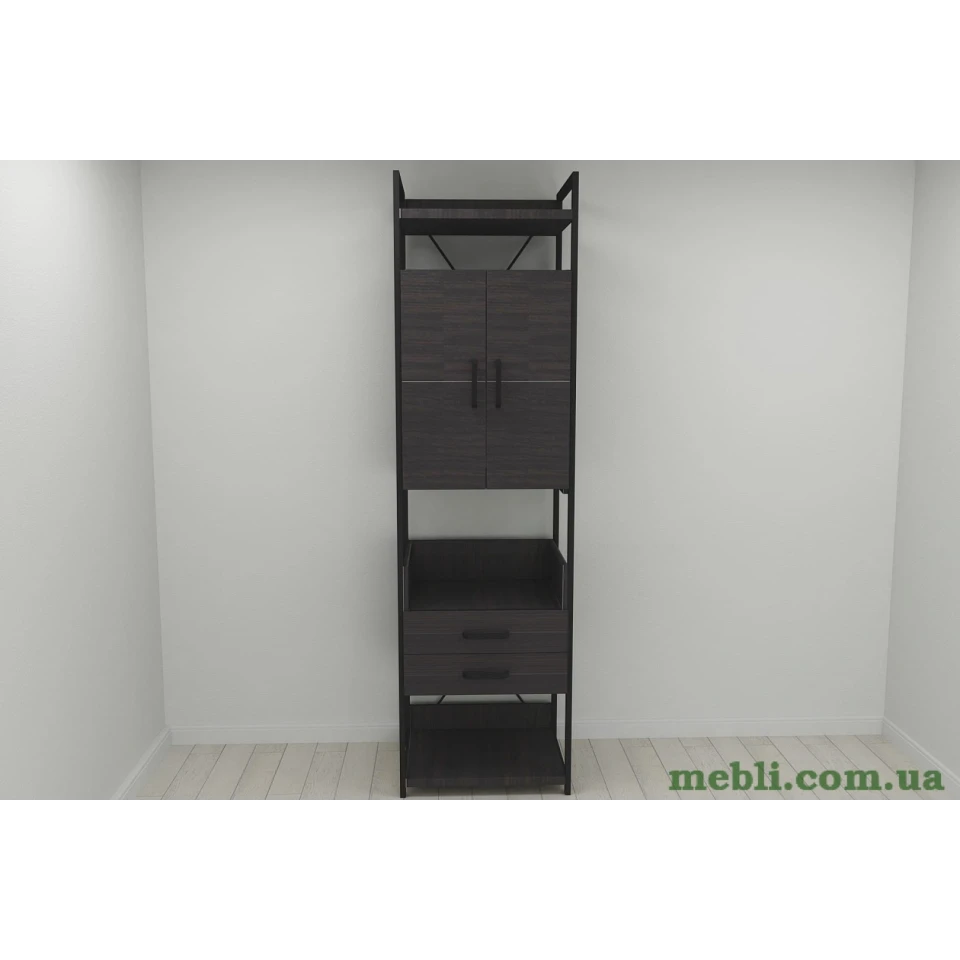 Шафа Гардероб Уні секція 5 серії Конект Ferrum-decor 220x60x50см Чорний метал ДСП Венге Магія 32 мм