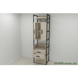 Шафа Гардероб Уні секція 5 серії Конект Ferrum-decor 220x60x50см Чорний метал ДСП Дуб Сонома 32 мм