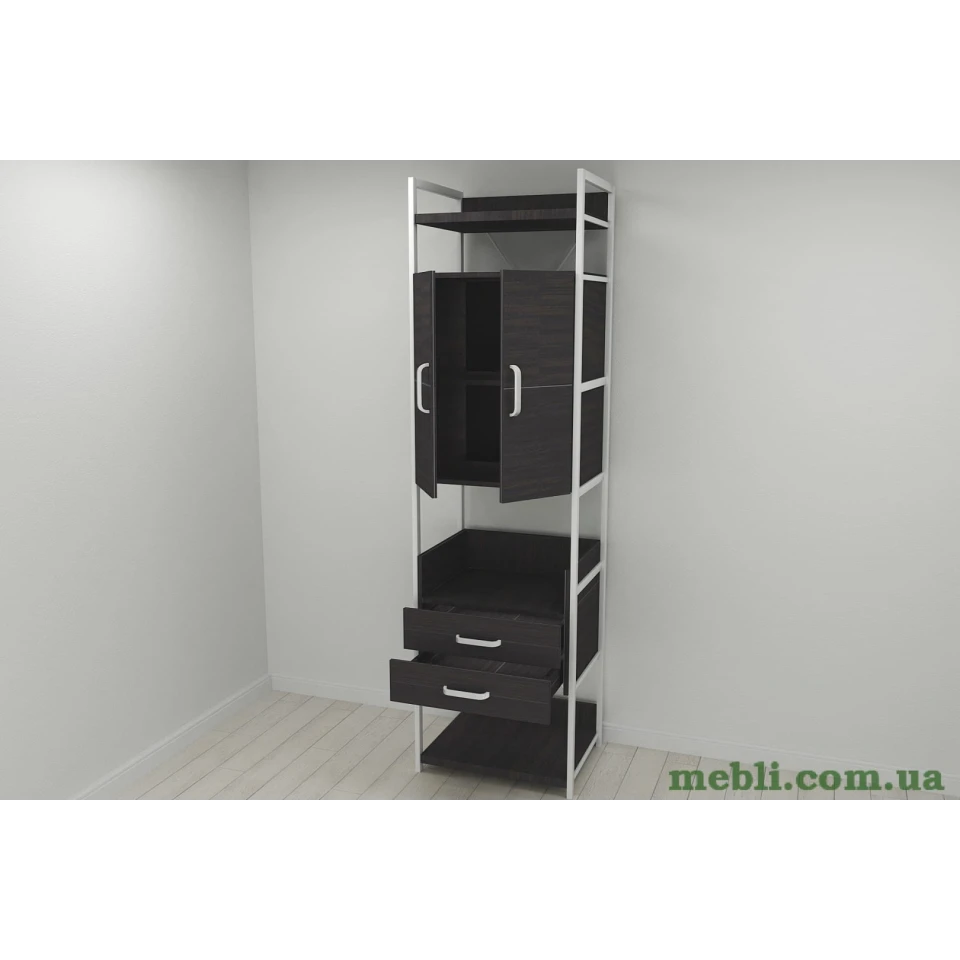 Шафа Гардероб Уні секція 5 серії Коннект Ferrum-decor 220x60x50см Білий метал ДСП Венге Магія 32 мм
