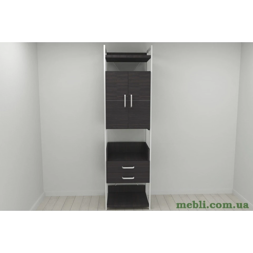 Шафа Гардероб Уні секція 5 серії Коннект Ferrum-decor 220x60x50см Білий метал ДСП Венге Магія 32 мм