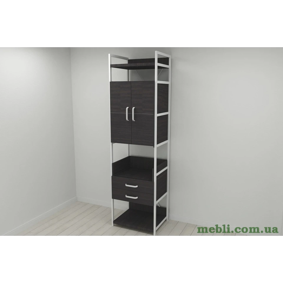 Шафа Гардероб Уні секція 5 серії Коннект Ferrum-decor 220x60x50см Білий метал ДСП Венге Магія 32 мм