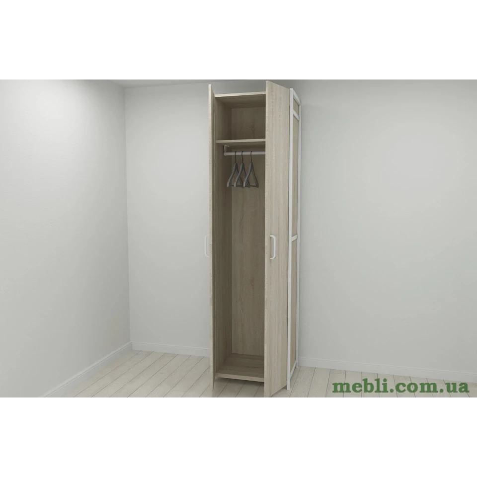 Шафа Гардероб Уні секція 6 серії Конект Ferrum-decor 220x60x50см Білий метал ДСП Дуб Сонома