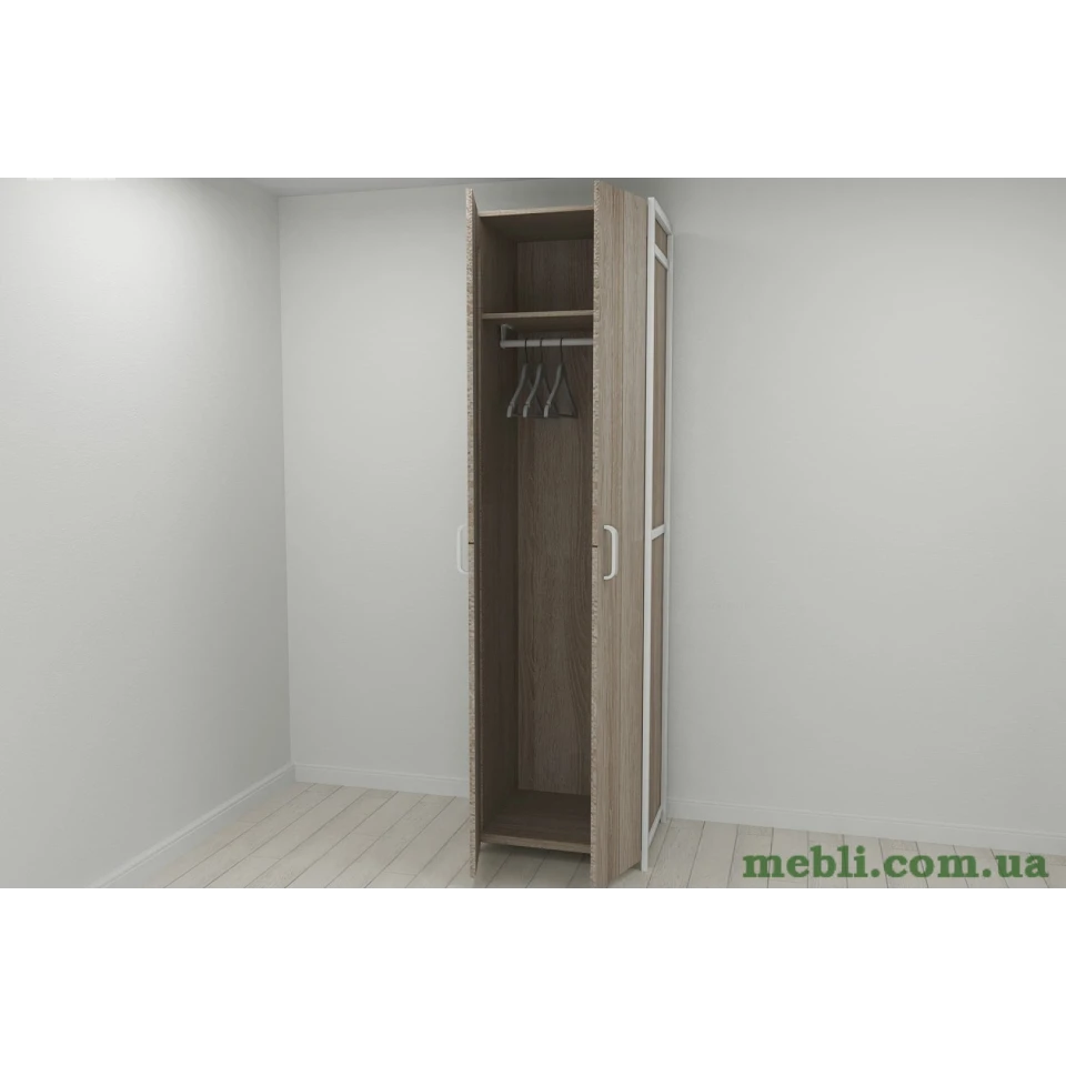 Шафа Гардероб Уні секція 6 серії Конект Ferrum-decor 220x60x50см Білий метал ДСП Дуб Сонома Трюфель