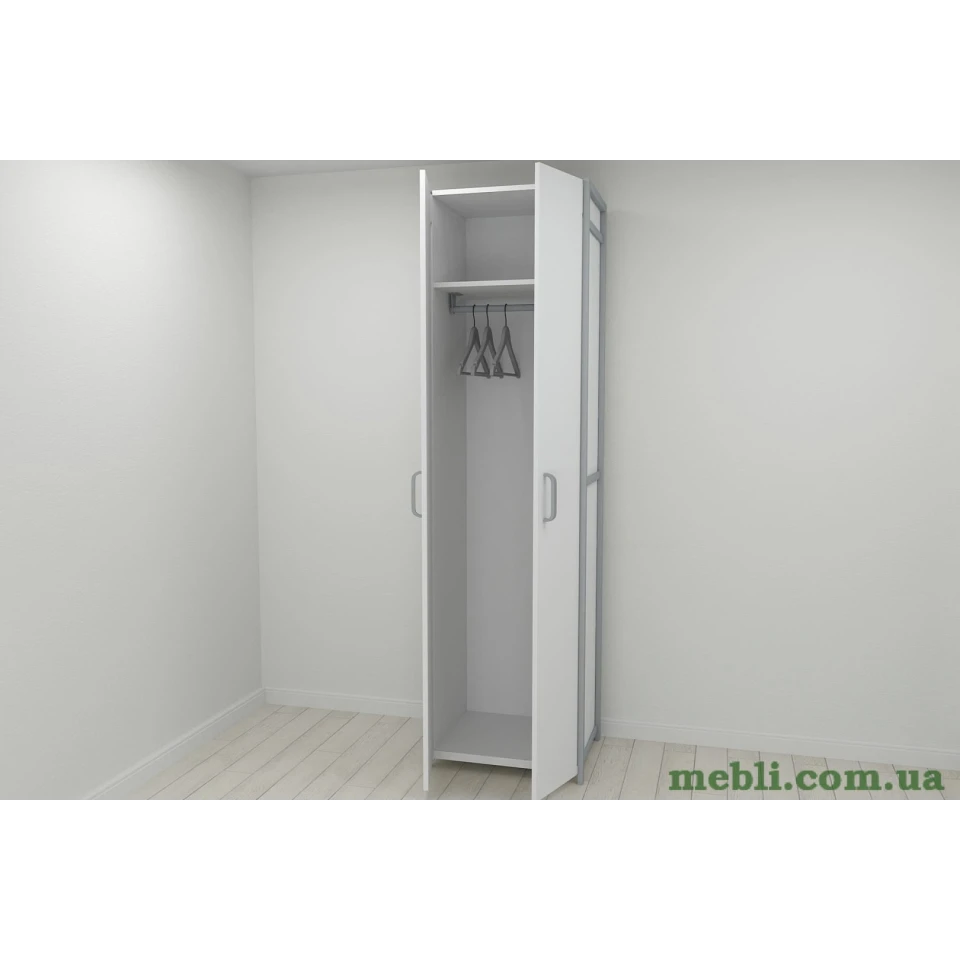 Шафа Гардероб Уні секція 6 серії Конект Ferrum-decor 220x60x50см Сірий метал ДСП Білий