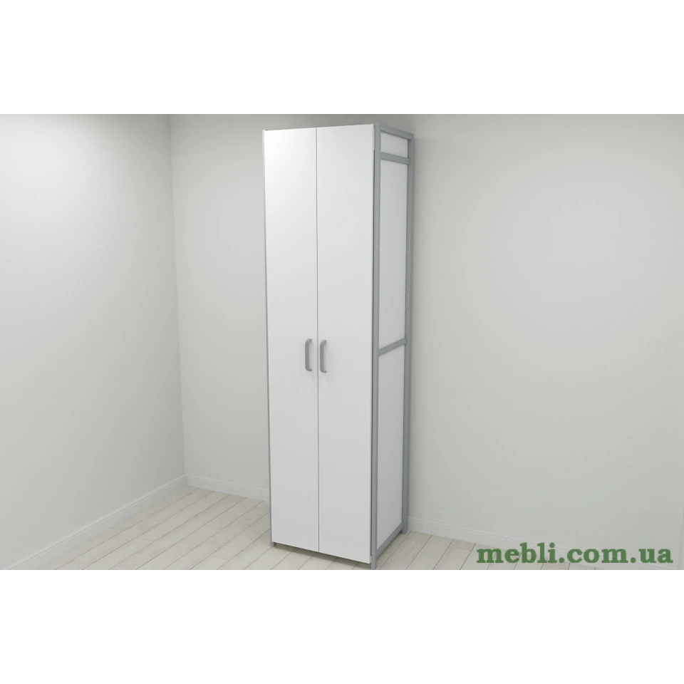 Шафа Гардероб Уні секція 6 серії Конект Ferrum-decor 220x60x50см Сірий метал ДСП Білий