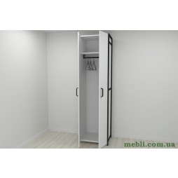 Шафа Гардероб Уні секція 6 серії Конект Ferrum-decor 220x60x50см Чорний метал ДСП Білий