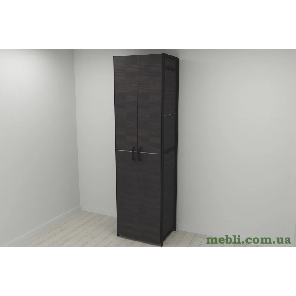 Шафа Гардероб Уні секція 6 серії Конект Ferrum-decor 220x60x50см Чорний метал ДСП Венге Магія