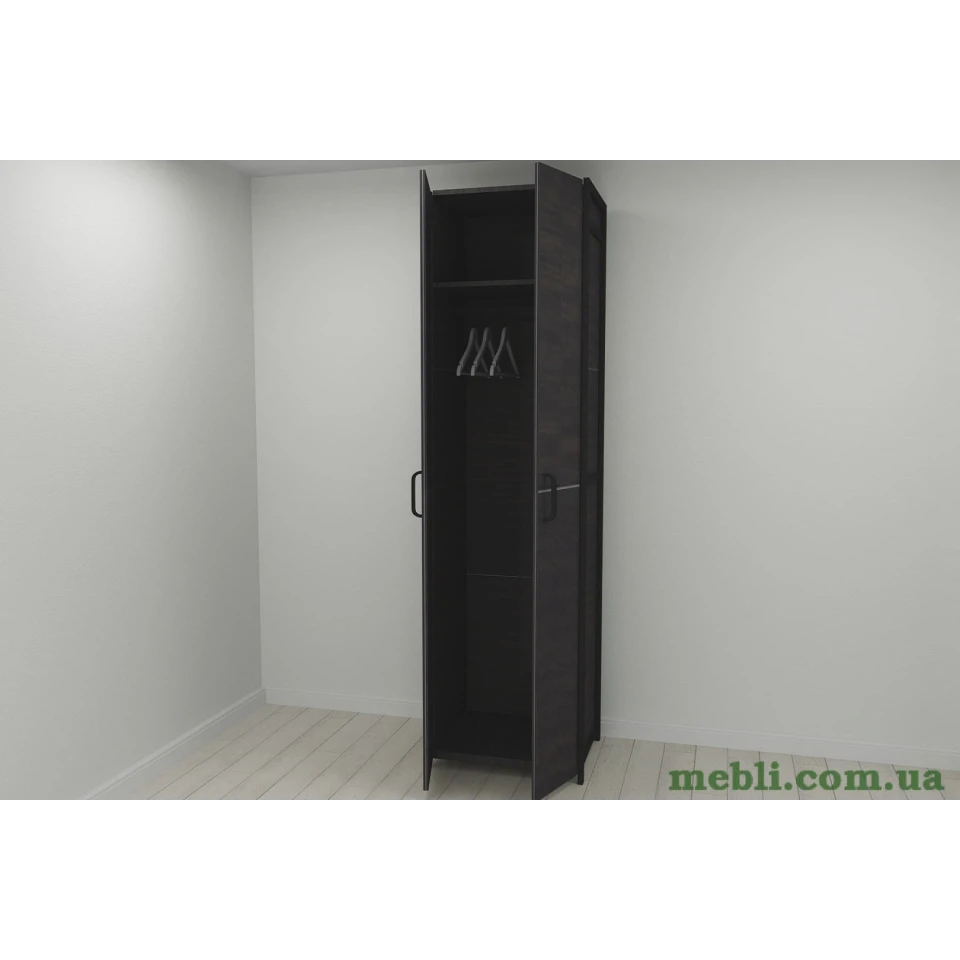 Шафа Гардероб Уні секція 6 серії Конект Ferrum-decor 220x60x50см Чорний метал ДСП Венге Магія