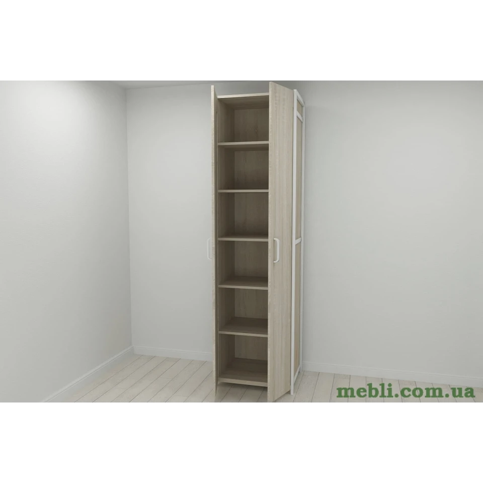 Шафа Гардероб Уні секція 7 серії Конект Ferrum-decor 220x60x50см Білий метал ДСП Дуб Сонома