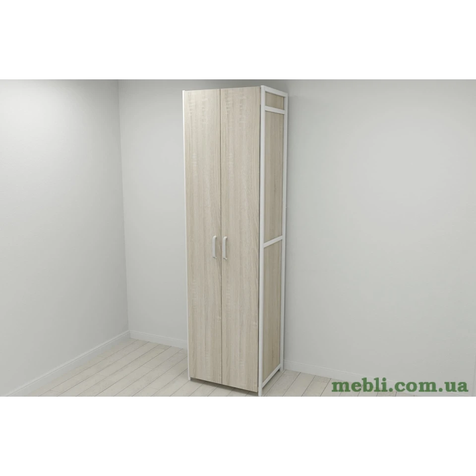 Шафа Гардероб Уні секція 7 серії Конект Ferrum-decor 220x60x50см Білий метал ДСП Дуб Сонома