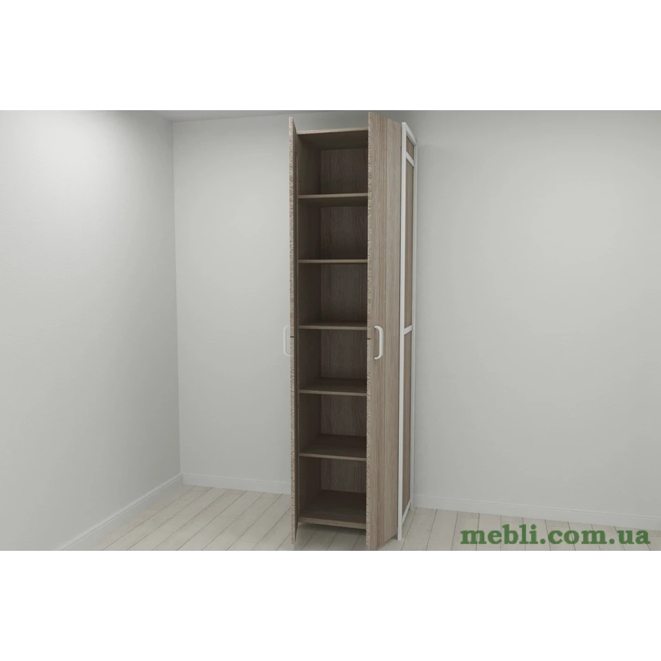Шафа Гардероб Уні секція 7 серії Конект Ferrum-decor 220x60x50см Білий метал ДСП Дуб Сонома Трюфель