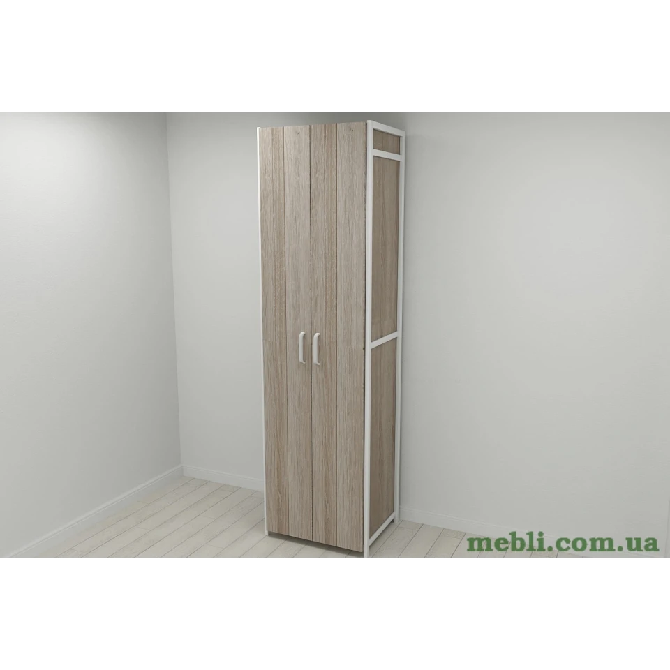 Шафа Гардероб Уні секція 7 серії Конект Ferrum-decor 220x60x50см Білий метал ДСП Дуб Сонома Трюфель