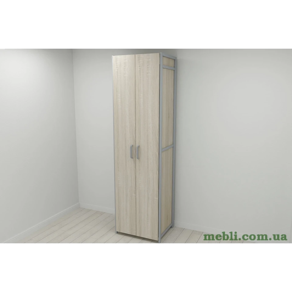 Шафа Гардероб Уні секція 7 серії Конект Ferrum-decor 220x60x50см Сірий метал ДСП Дуб Сонома
