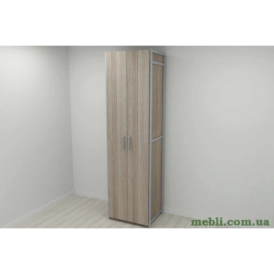 Шафа Гардероб Уні секція 7 серії Конект Ferrum-decor 220x60x50см Сірий метал ДСП Дуб Сонома Трюфель