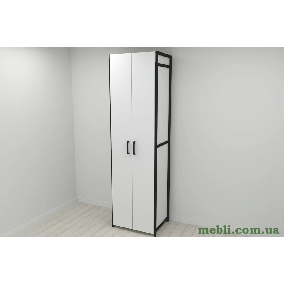 Шафа Гардероб Уні секція 7 серії Конект Ferrum-decor 220x60x50см Чорний метал ДСП Білий