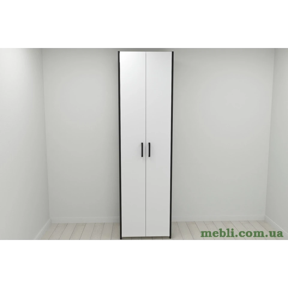 Шафа Гардероб Уні секція 7 серії Конект Ferrum-decor 220x60x50см Чорний метал ДСП Білий