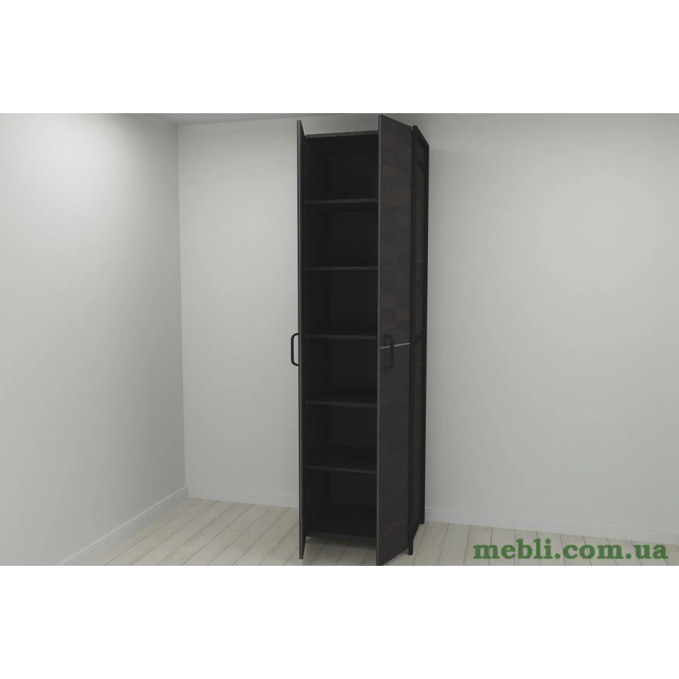 Шафа Гардероб Уні секція 7 серії Конект Ferrum-decor 220x60x50см Чорний метал ДСП Венге Магія