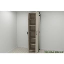 Шафа Гардероб Уні секція 7 серії Конект Ferrum-decor 220x60x50см Чорний метал ДСП Дуб Сонома