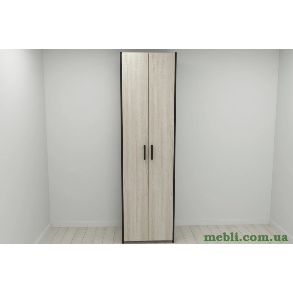 Шафа Гардероб Уні секція 7 серії Конект Ferrum-decor 220x60x50см Чорний метал ДСП Дуб Сонома