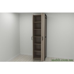 Шафа Гардероб Уні секція 7 серії Конект Ferrum-decor 220x60x50см Чорний метал ДСП Дуб Сонома Трюфель